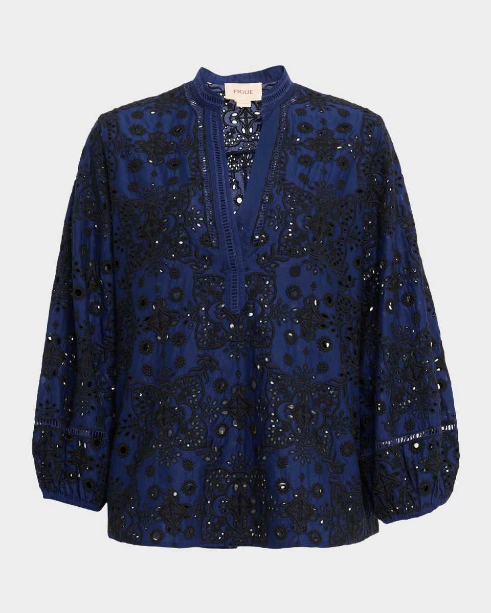 Rylie Broderie Anglaise Peasant Top